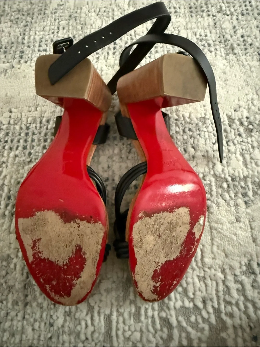 Christian Louboutin Black Knotted Leather Ankle Strap Sandals 38 - Picture 4 of 5